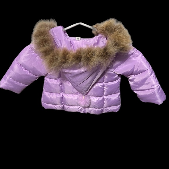 Cute Girls' Jacket with Wool Collar - Picture 2 of 3